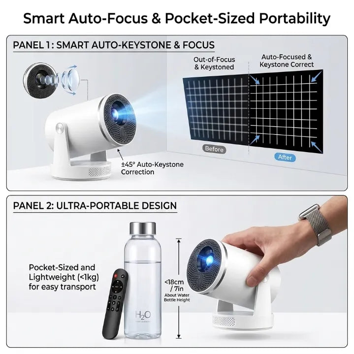 Halloween Edition Smart 1080P Mini Projector | 220° Rotatable Auto-Focus Outdoor & Window Movie Theater for Bedroom, Camping & Parties