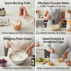 The Effortless Semi-Automatic Whisk™ | 360° Rotating Hand Push Blender & Frother for Baking, Coffee & Eggs