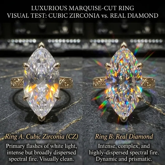 The Empress Marquise-Vintage Hand-Engraved Ring with Hidden Halo