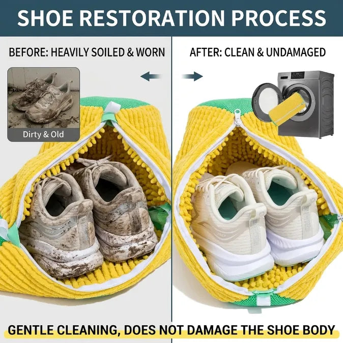 Premium Plush Microfiber Shoe Washing Bag – Shock-Absorbing, Noise-Reducing Laundry Protection for Sneakers & Washer