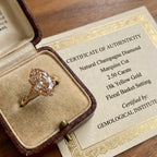 3.0ct Vintage Champagne Oval Ring with Floral Basket & Hidden Diamond