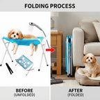 Foldable Pet Grooming & Bathing Stand – Portable Anti-Sway Bath Hammock Station with Harness for Cats & Small Dogs