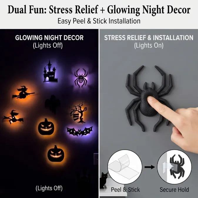 Glow-in-the-Dark Spooky Squeeze Wall Decors & Halloween Sensory Toys Bundle