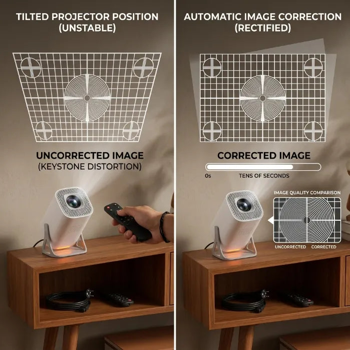 Smart 180° Rotatable HD Projector for Ceiling – WiFi 6 & Bluetooth, Auto Keystone, 4K Support for Home & Bedtime Reading