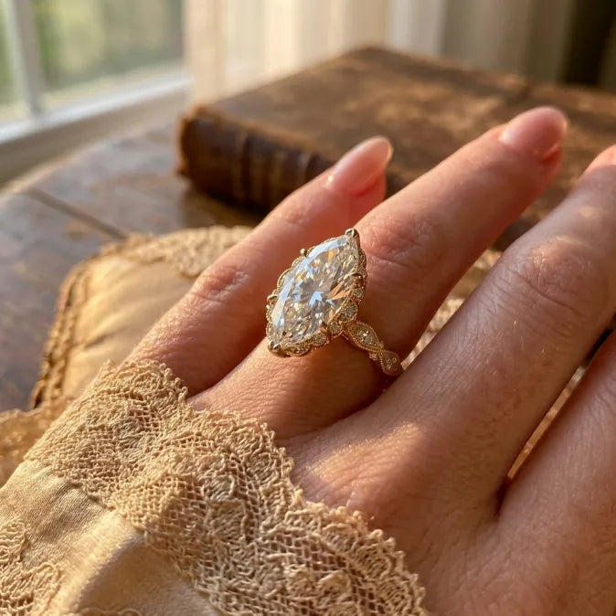Timeless Marquise Cut Solitaire Ring | D/VVS1 Brilliant Diamond Elegance