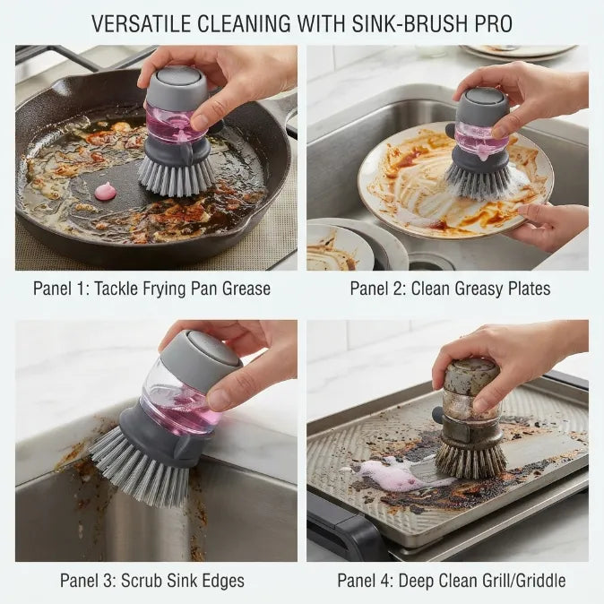 Palm Soap Dispensing Brush with Countertop Storage Caddy