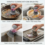 Palm Soap Dispensing Brush with Countertop Storage Caddy