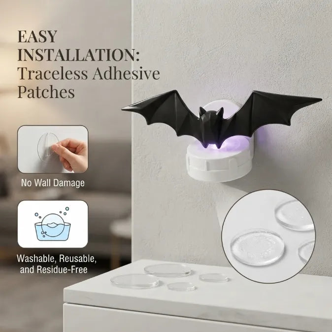 Light-Up 3D Halloween Bat Wall Decals with Twinkling LED Lights – 100% Wall-Safe & Reusable
