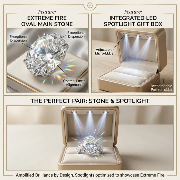Timeless Oval Moissanite Upgrade Ring with Hidden Halo & Eternity Band
