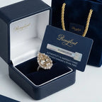The Royal Champagne Pear-Cut Statement Ring | Double Halo Cocktail Ring