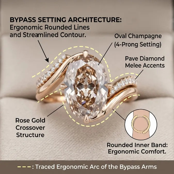 The Vintage Champagne Oval Ring — Ergonomic Bypass Fit for Swollen Knuckles & Everyday Comfort