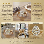 Vintage Floral Oval Ring | 18K Gold Latticework & 6-Prong Sparkle