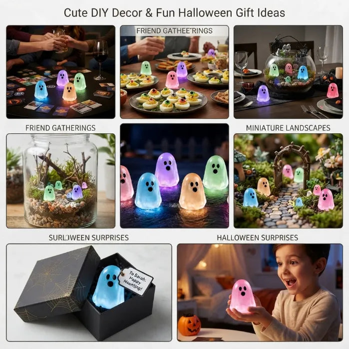 20-Piece Set of Glow-in-the-Dark Mini Ghost Figurines | Cute Halloween Desktop and Home Decor