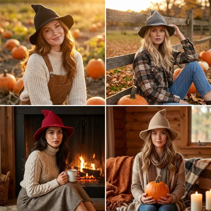 Modern Wide-Brim Witch Hat | Breathable, Shape-Regulating & All-Day Comfortable Costume & Fashion Accessory