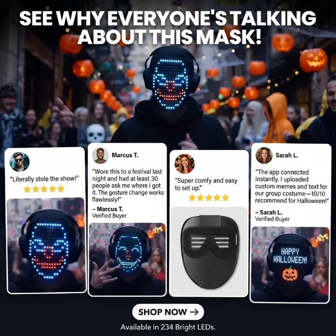 The Ultimate Cyberpunk LED Mask With Gesture Sensing (50+ Faces)