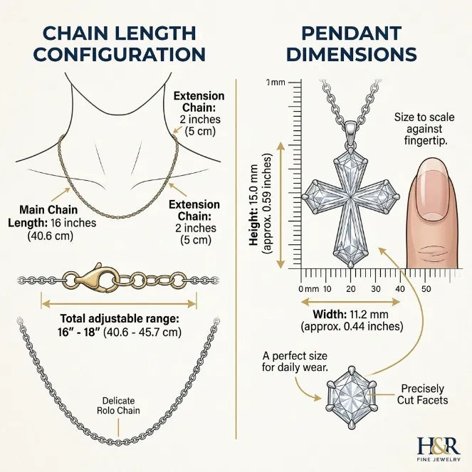 Kite-Cut Moissanite Cross Necklace | VVS1 Diamond Brilliance 925 Sterling Silver