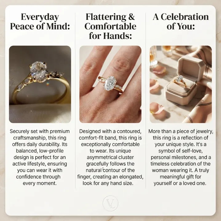 2.5 CT Oval Cut Moissanite Engagement Ring — Flora Twist Band, 14K Gold Finish (Everyday Luxury)
