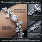 Organic Scattered Cluster Tennis Bracelet – 14K White Gold Plated Silver Vine Bracelet for Women