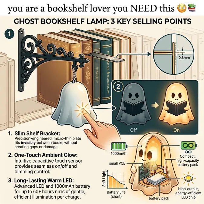 The Original Book Nook Light | Vintage Streetlight & Cozy Reading Ghost