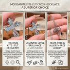 Kite-Cut Moissanite Cross Necklace | VVS1 Diamond Brilliance 925 Sterling Silver