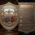 Crucifixion & Resurrection Dual-Sided Faith Pendant – Antique Gold Religious Memorial Necklace with Gift Box