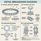 Classic 4mm D-Color Moissanite Tennis Bracelet – 14K Gold Plated with Double Safety Clasp