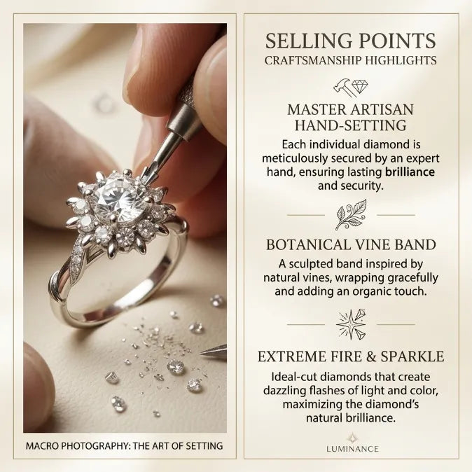The Eternal Crown Halo Ring – Hand-Set Artisan Solitaire