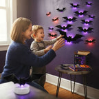 Light-Up 3D Halloween Bat Wall Decals with Twinkling LED Lights – 100% Wall-Safe & Reusable