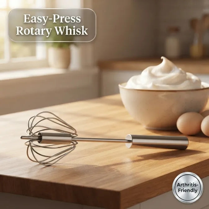 The Effortless Semi-Automatic Whisk™ | 360° Rotating Hand Push Blender & Frother for Baking, Coffee & Eggs