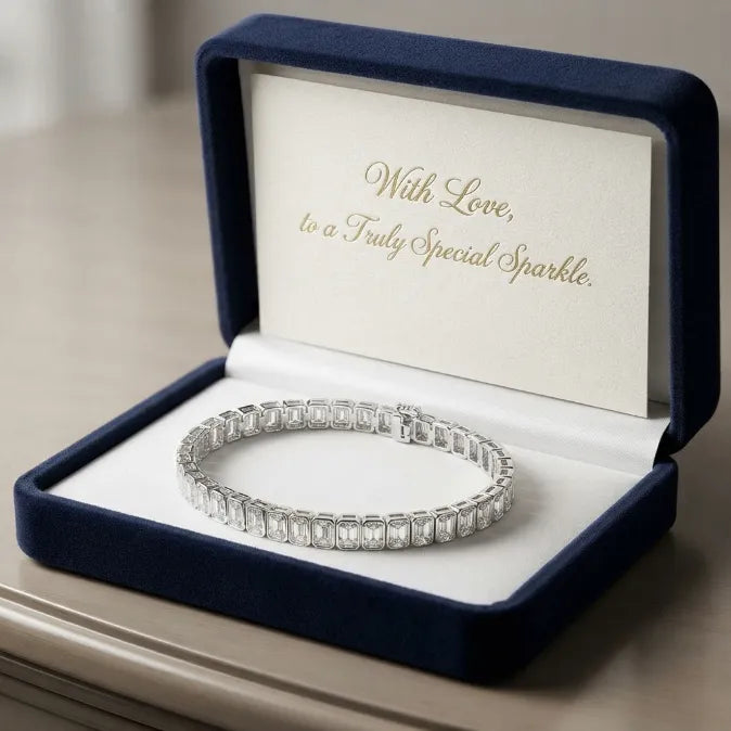 🔥 LAST DAY — 90% OFF 🔥Emerald-Cut Bezel Tennis Bracelet | 14K Gold Plated, Waterproof & Tarnish-Free Everyday Luxury