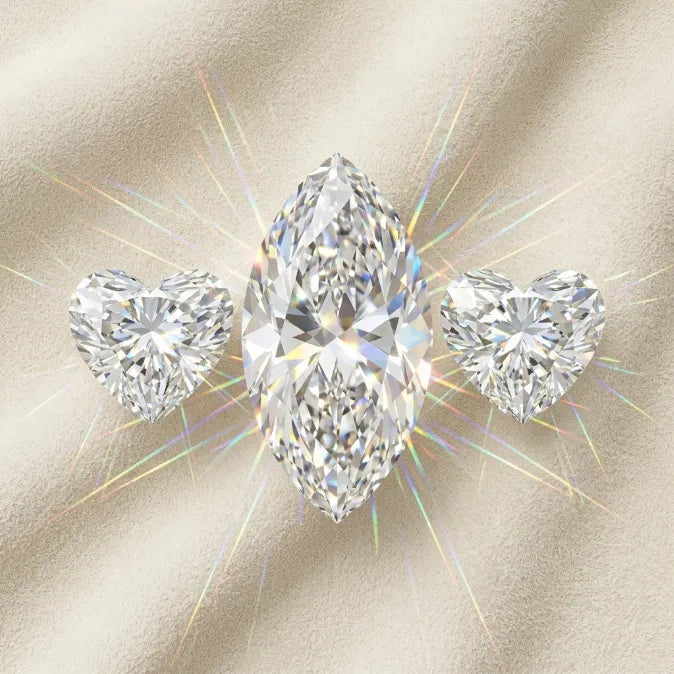 Grand Marquise & Double Heart Statement Ring — Handcrafted Vintage Floral Engraving & V-Claw Protection