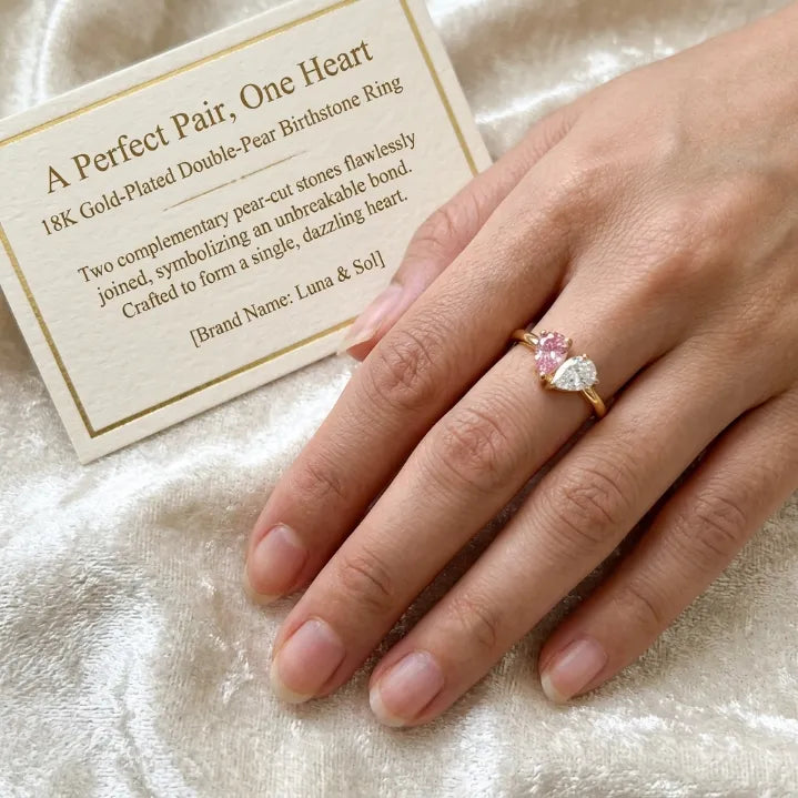 Veria Ring - 18K Gold Two-Birthstone Heart Ring