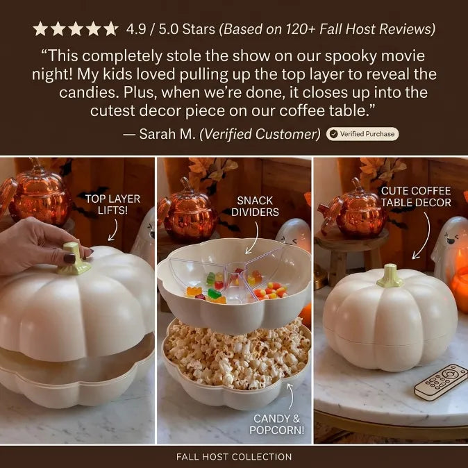 Multi-Functional Double-Layer Pumpkin Snack Container – Keeps Treats Separated & Fresh for Movie Nights