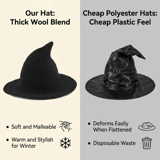 Modern Wide-Brim Witch Hat | Breathable, Shape-Regulating & All-Day Comfortable Costume & Fashion Accessory