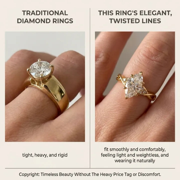 Fairy-Tale Marquise Cut Moissanite Ring | Elegant Twisted Vine Engagement Ring for Women | E Color VVS1 Sparkle