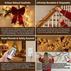 Lighted Willow Vine Wall Garland – Flexible 144 LED Tree Branch Lights with Remote & Timer for Cozy Room & Holiday Decor