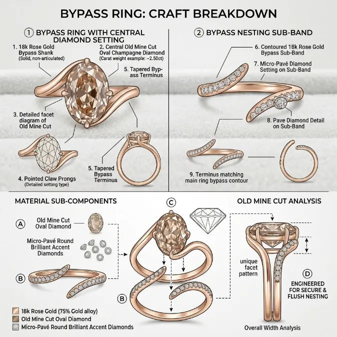 The Vintage Champagne Oval Ring — Ergonomic Bypass Fit for Swollen Knuckles & Everyday Comfort