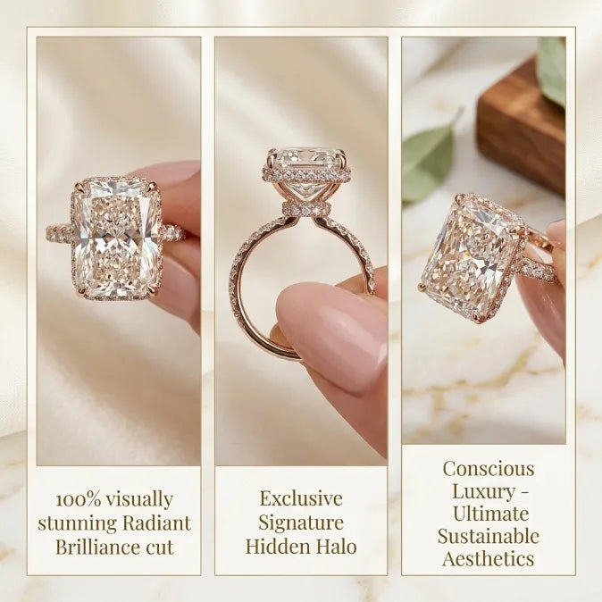 🔥 LAST DAY — 90% OFF 🔥Radiant Hidden Halo Solitaire Engagement Ring | Radiant Cut Luxury Diamond Ring in 14K Gold