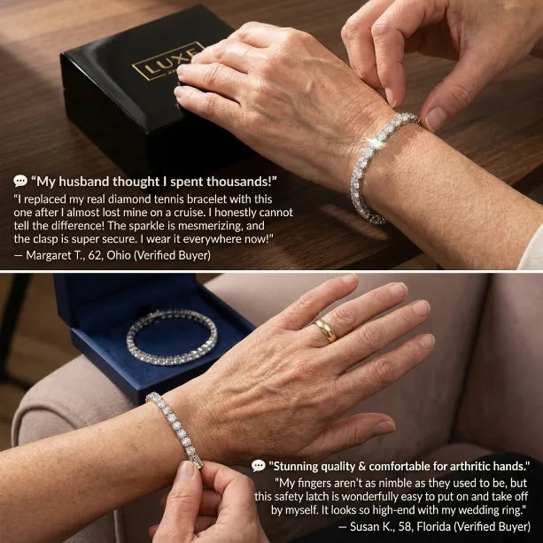 Classic 4mm D-Color Moissanite Tennis Bracelet – 14K Gold Plated with Double Safety Clasp