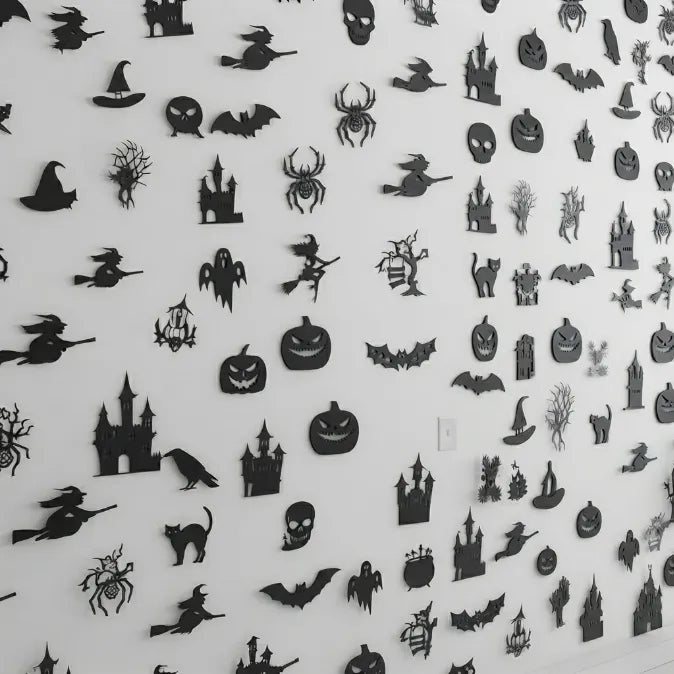 Glow-in-the-Dark Spooky Squeeze Wall Decors & Halloween Sensory Toys Bundle