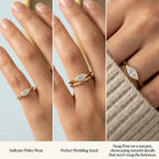 Modern V-Tip Marquise Accent Ring | Stackable Pinky & Wedding Band Companion