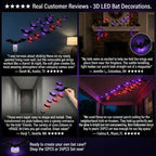 Light-Up 3D Halloween Bat Wall Decals with Twinkling LED Lights – 100% Wall-Safe & Reusable