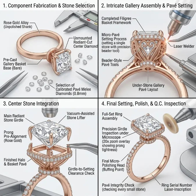 🔥 LAST DAY — 90% OFF 🔥Radiant Hidden Halo Solitaire Engagement Ring | Radiant Cut Luxury Diamond Ring in 14K Gold