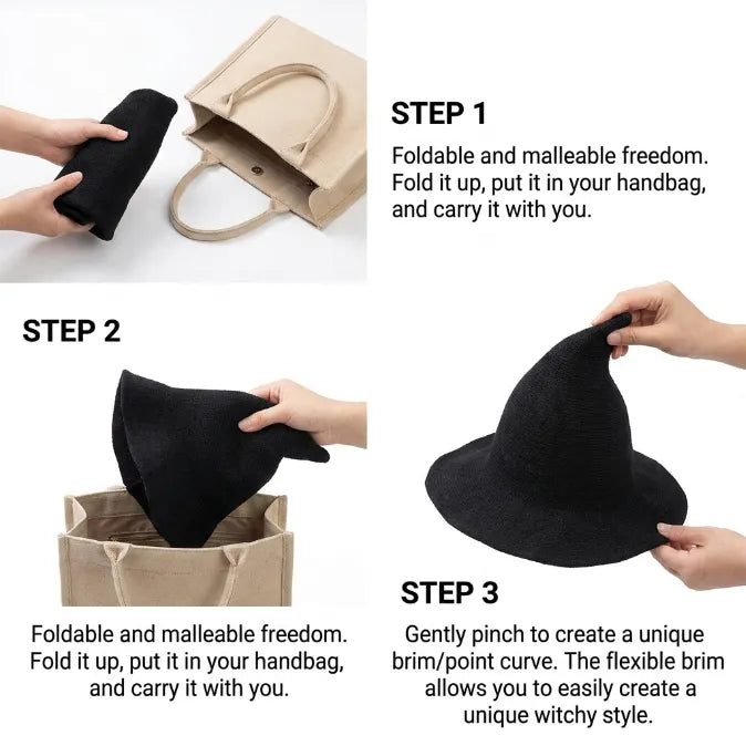 Modern Wide-Brim Witch Hat | Breathable, Shape-Regulating & All-Day Comfortable Costume & Fashion Accessory
