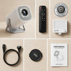 Smart 180° Rotatable HD Projector for Ceiling – WiFi 6 & Bluetooth, Auto Keystone, 4K Support for Home & Bedtime Reading