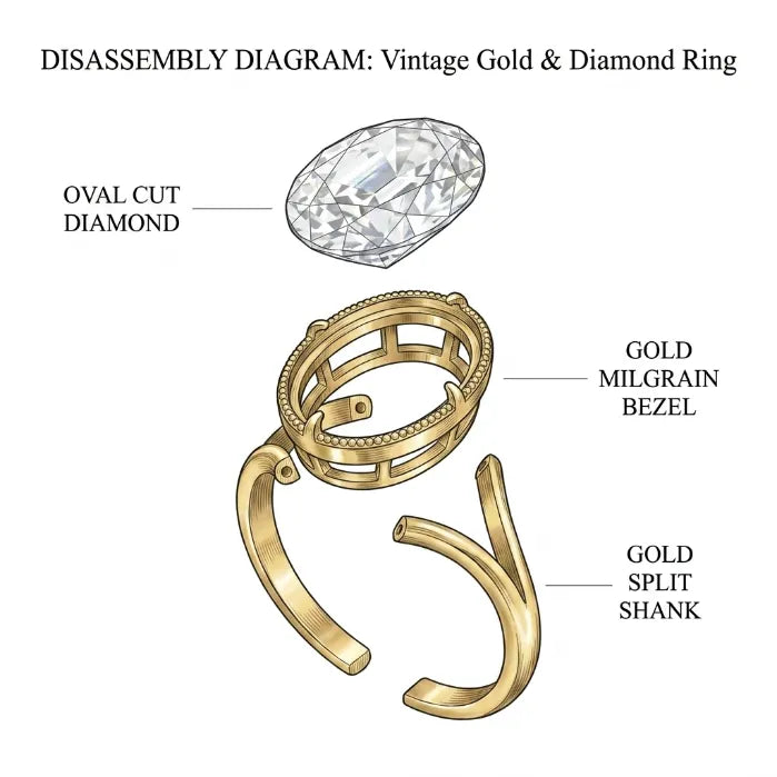 🔥 LAST DAY — 90% OFF 🔥Vintage Oval Solitaire Ring | 14K Gold Finish Quiet Luxury Statement Ring for Women