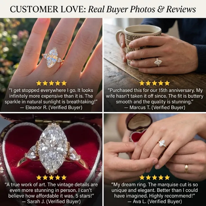Vintage Marquise Moissanite Ring | Slenderizing  Luxury for Women