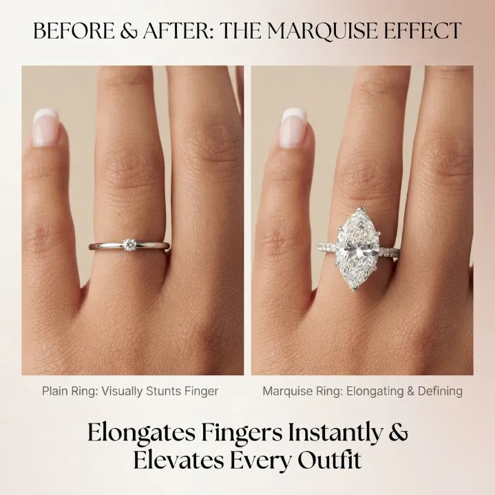 Oversized Marquise Cut Statement Ring | Dazzling Pave Diamond Band