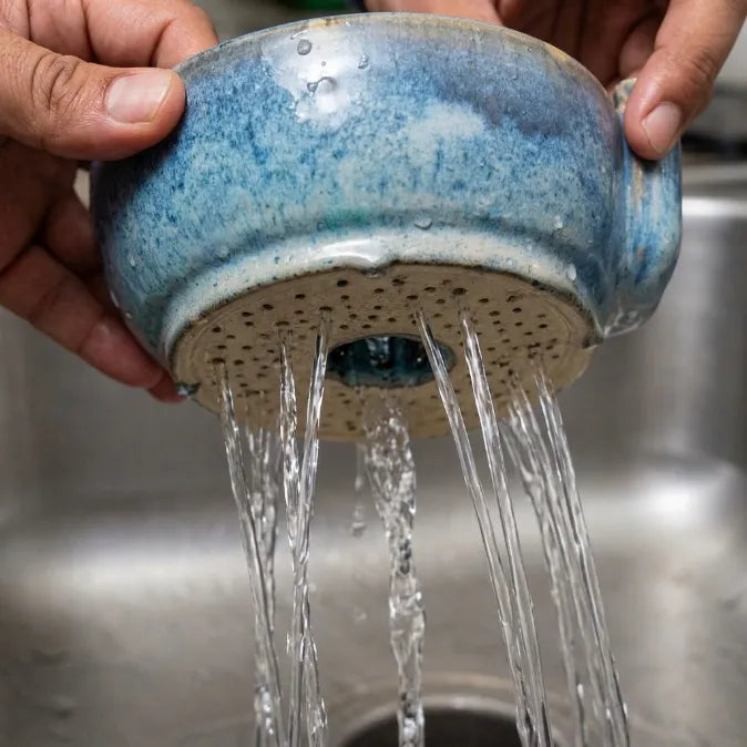 Vortex Self-Rinsing Ceramic Berry Bowl | 2-in-1 Fruit Washer & Serving Strainer