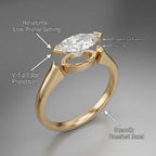 Modern V-Tip Marquise Accent Ring | Stackable Pinky & Wedding Band Companion